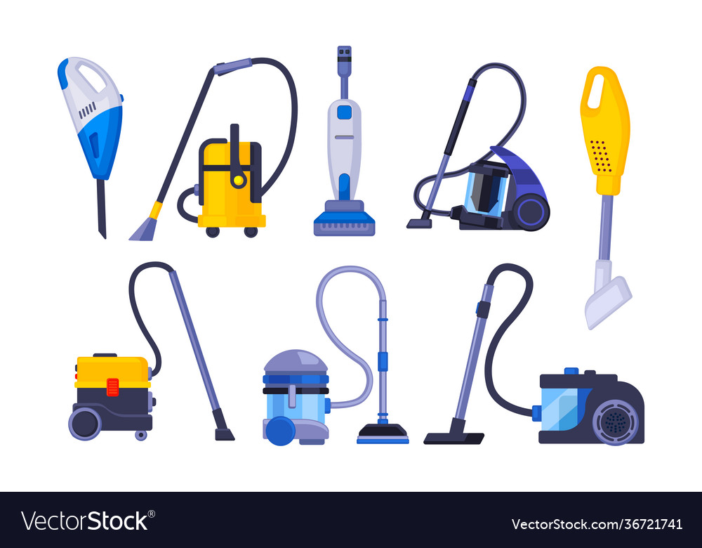 Vacuum cleaner equipment cartoon set washing Vector Image