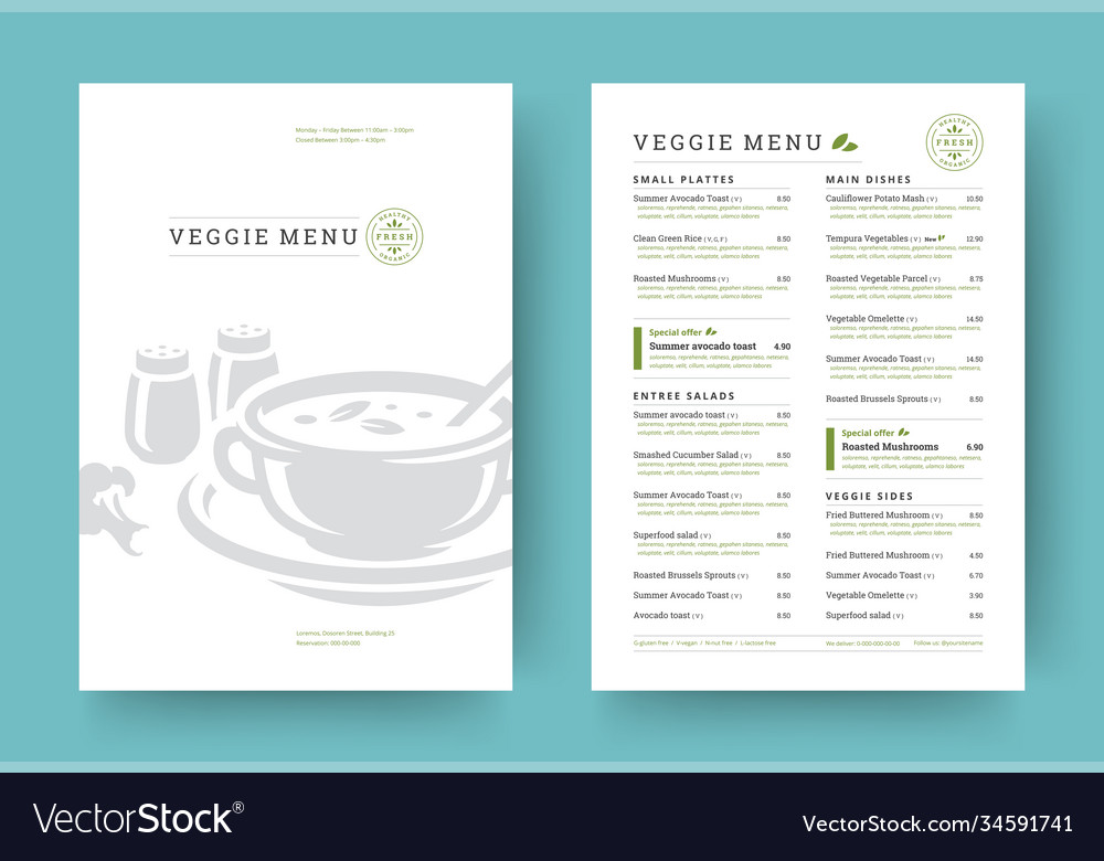 Menu layout. Menu layout