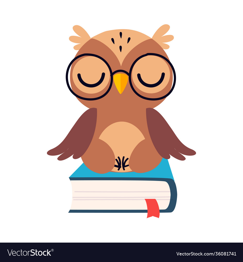 Wise brown owl cute bird cartoon character Vector Image