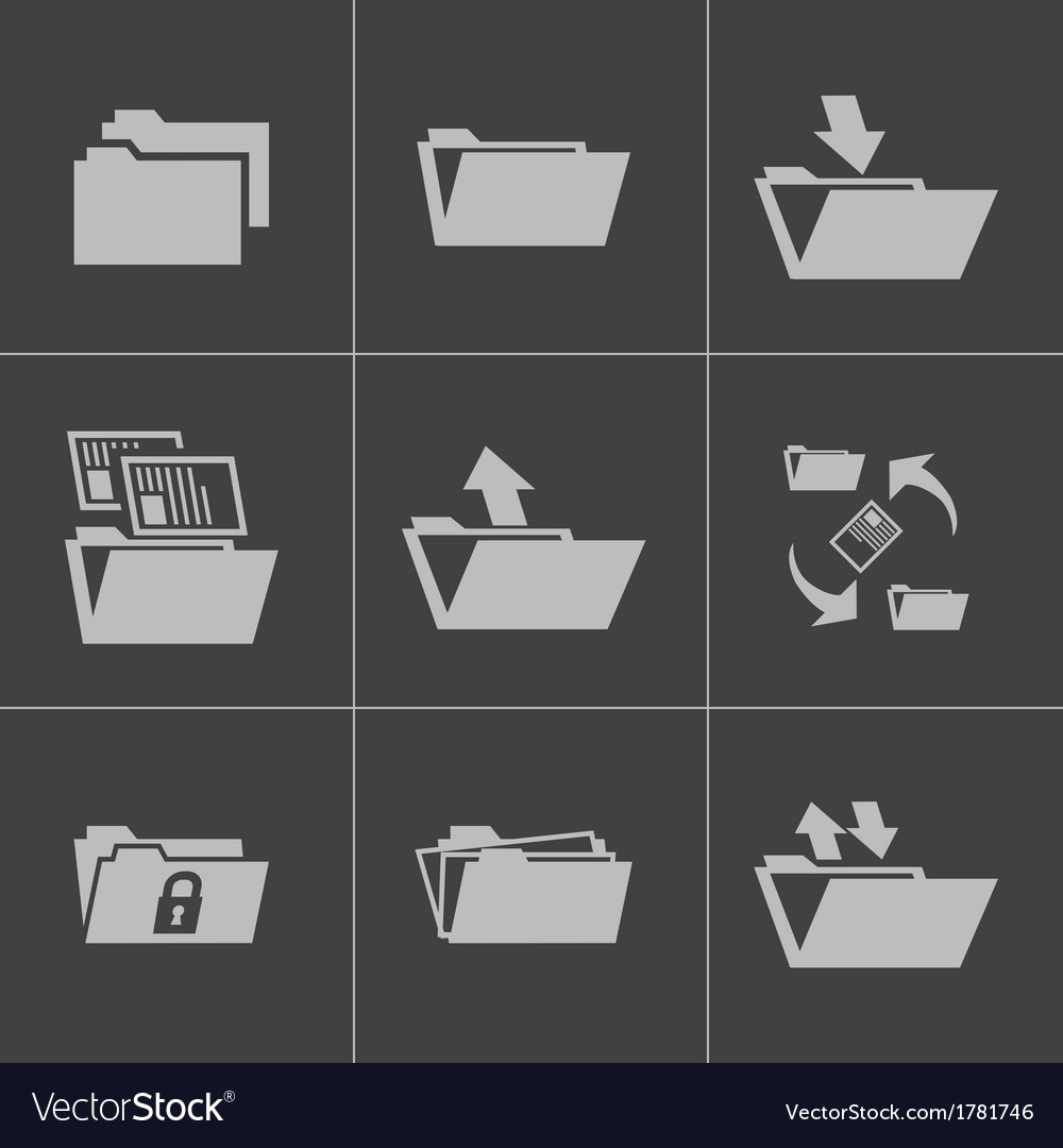 Black folder icons set