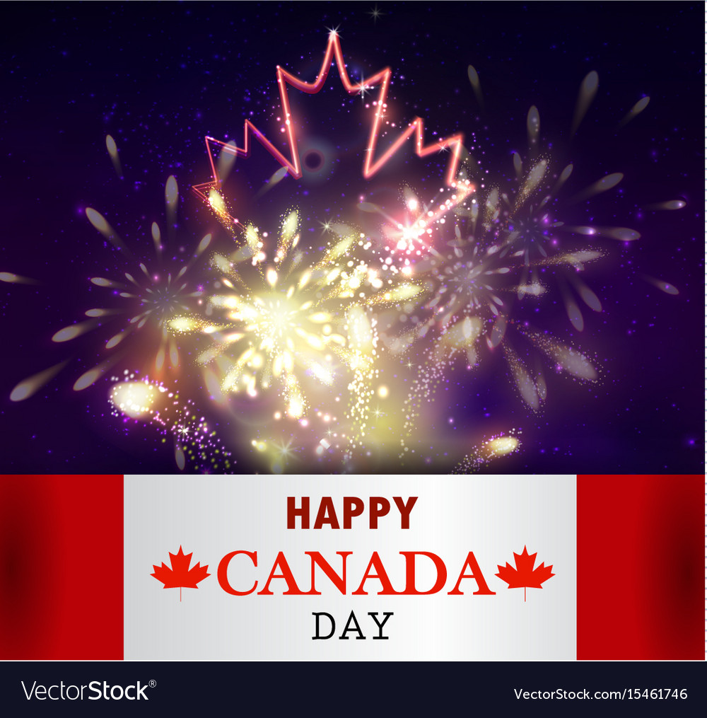 Fireworks and canada flag Royalty Free Vector Image