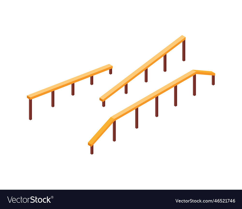 Isometric skateboard rails Royalty Free Vector Image