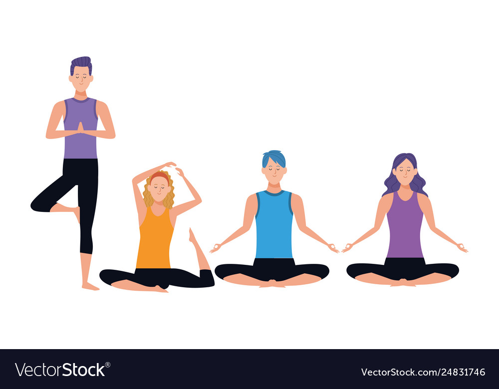 People yoga poses Royalty Free Vector Image - VectorStock