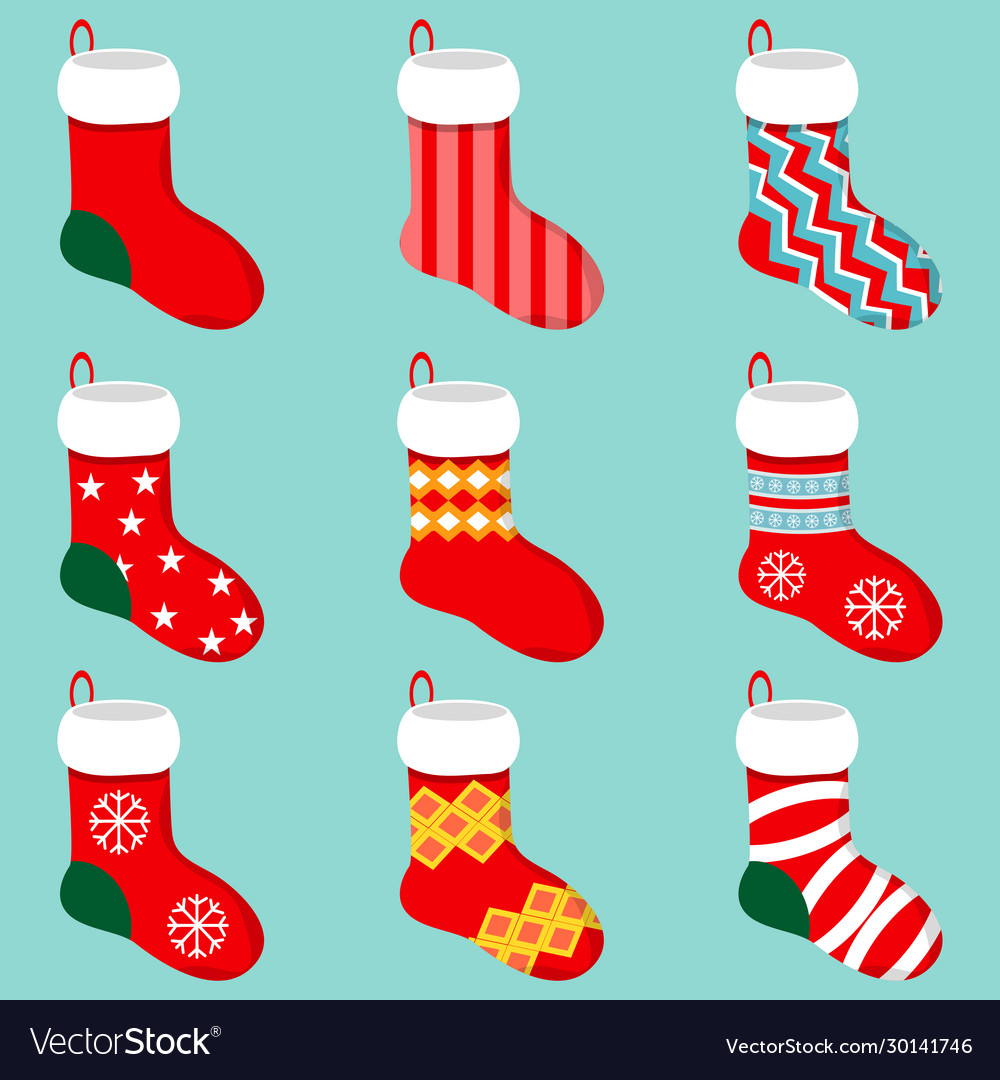 Red sock for gifts winter new years Royalty Free Vector