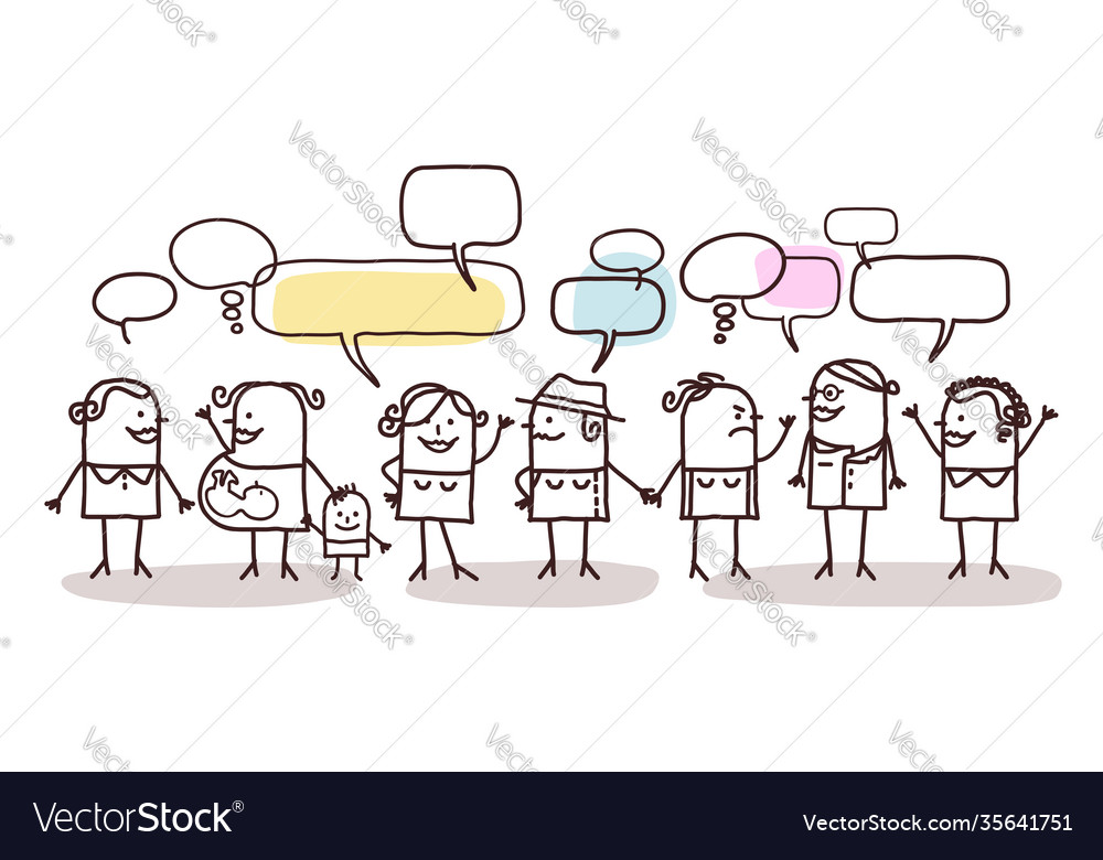 Cartoon women people and social network Royalty Free Vector