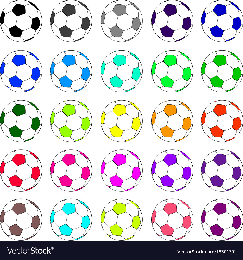 Colorful football set 02 Royalty Free Vector Image