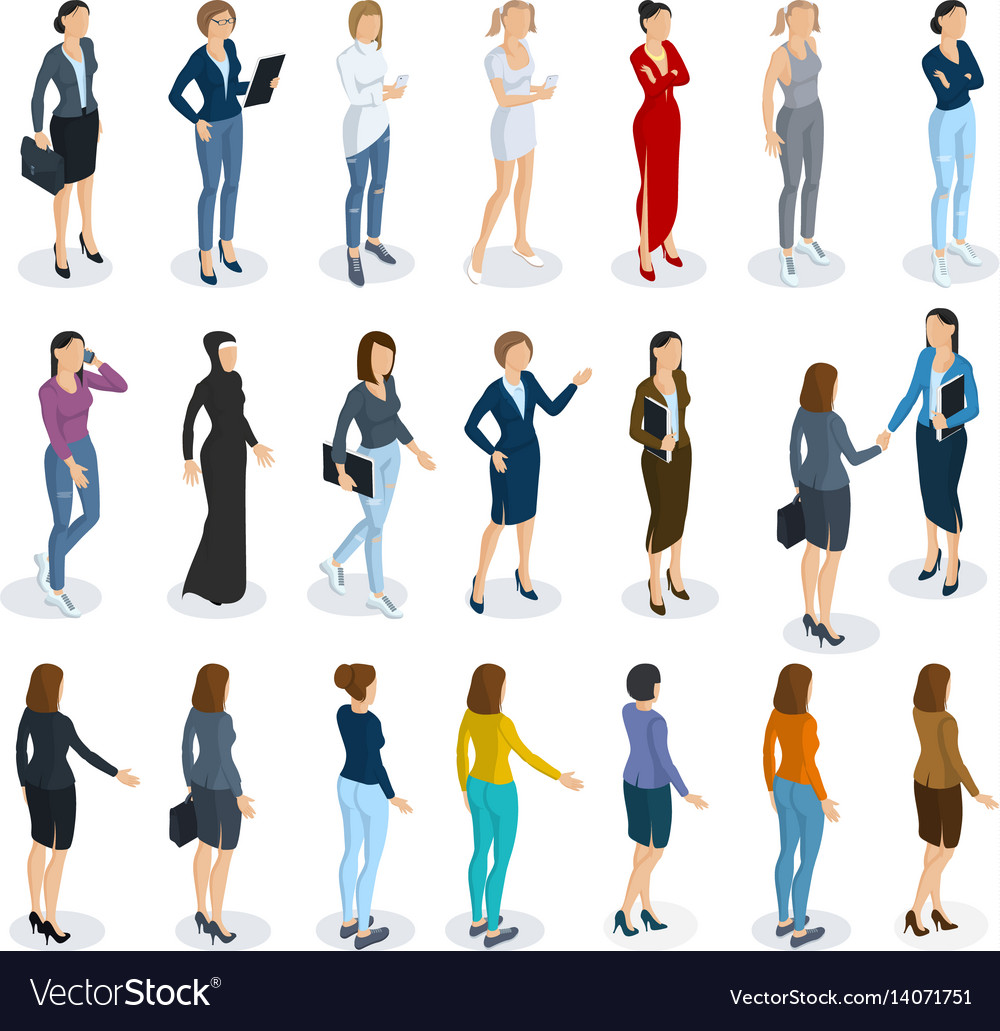 Set Of Isometric Standing Women Royalty Free Vector Image 8943