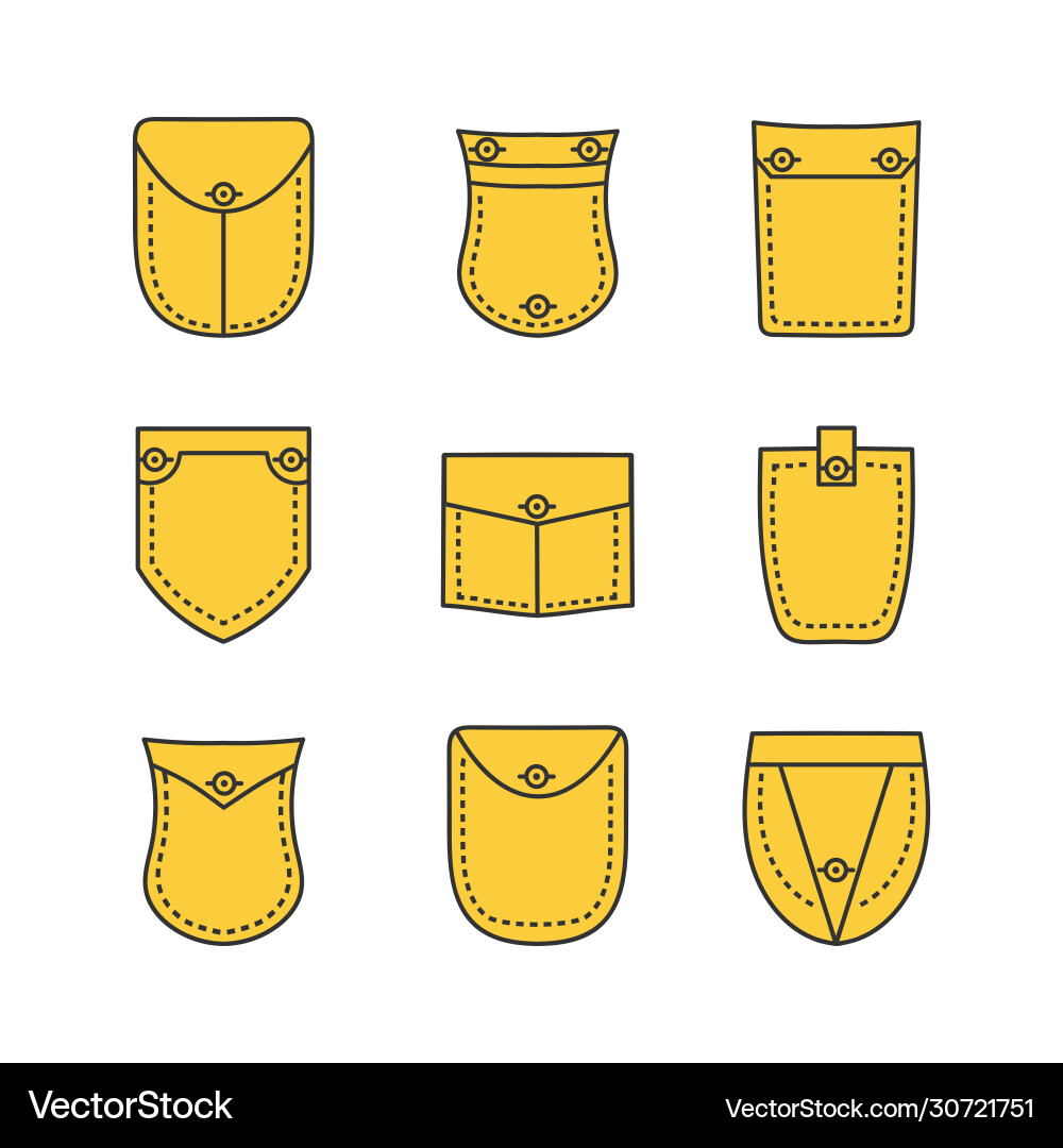 Set patch pockets Royalty Free Vector Image - VectorStock