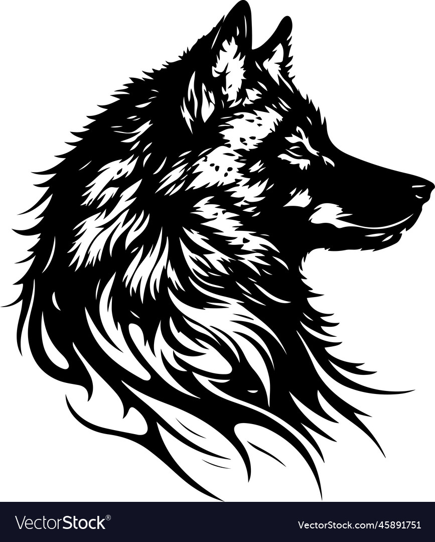 Wolf head with ornament Royalty Free Vector Image