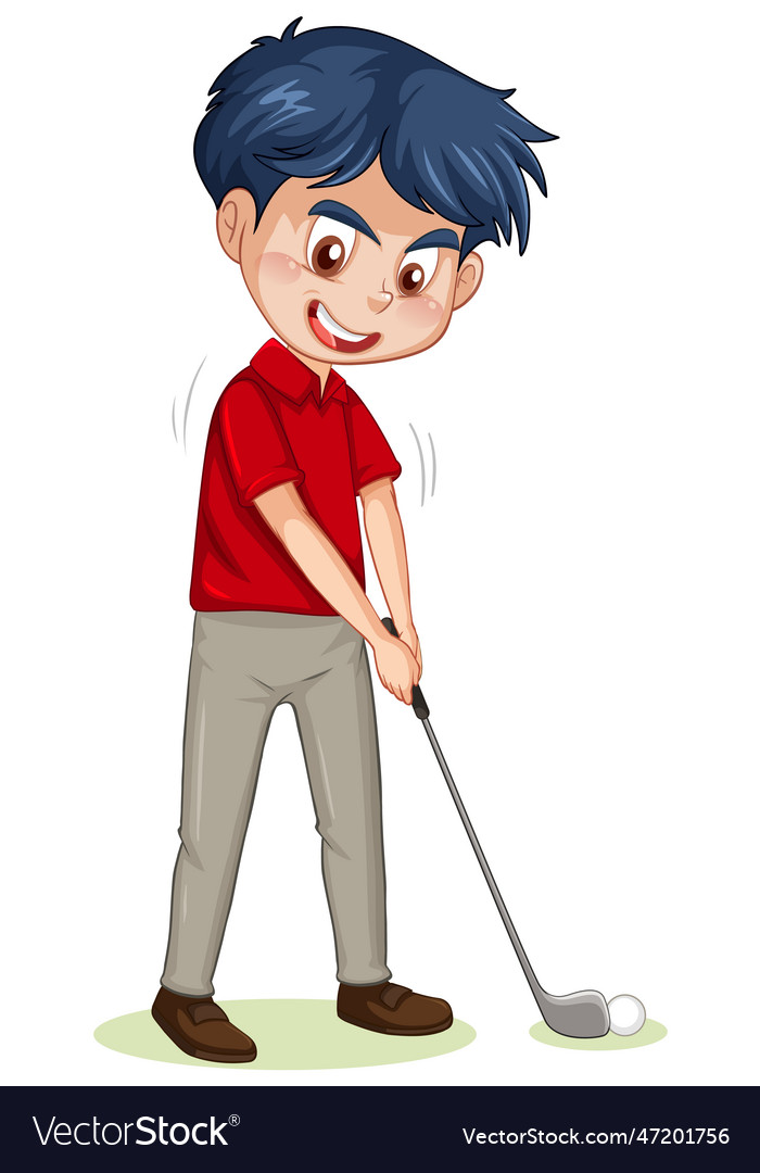 A boy playing golf Royalty Free Vector Image - VectorStock