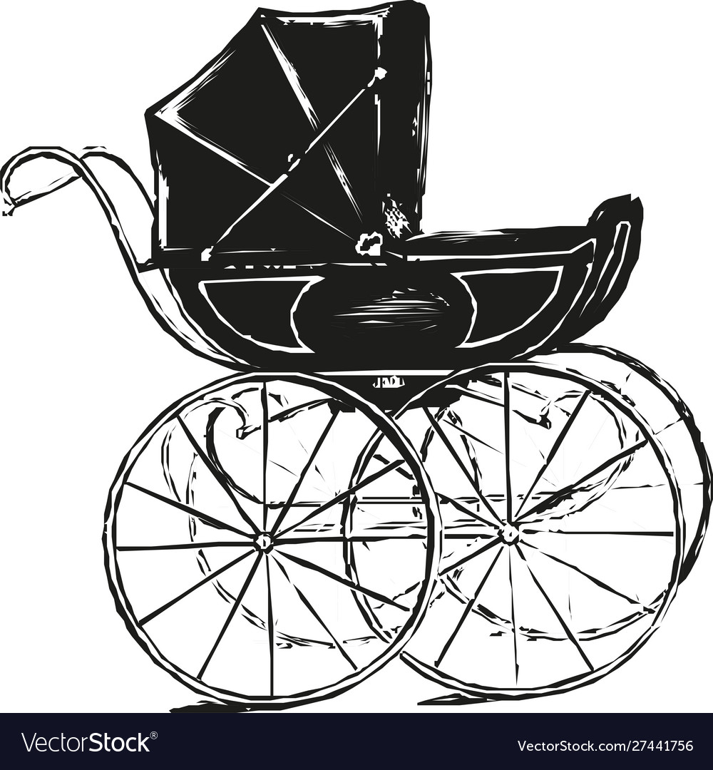 Baby carriage in old style eps 10