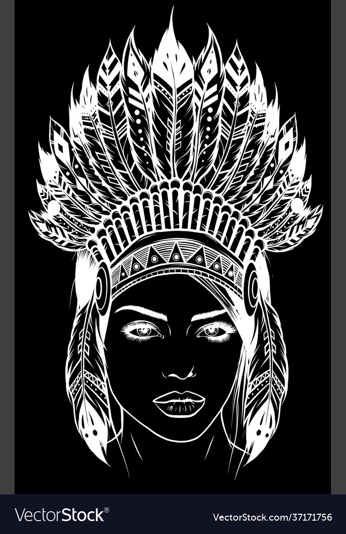 Beautiful girl in a headdress north american Vector Image