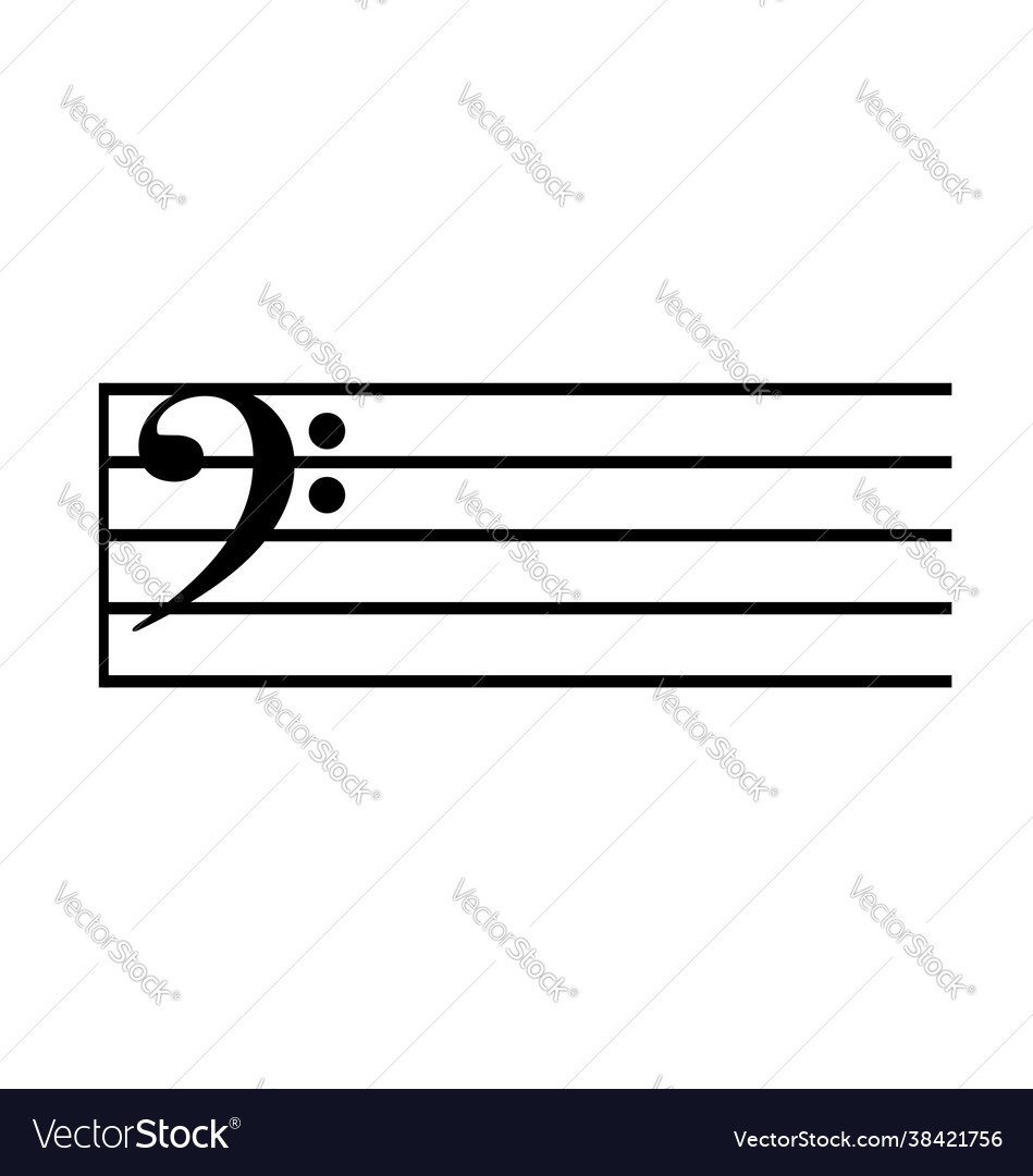 Classic bass music stave staff Royalty Free Vector Image