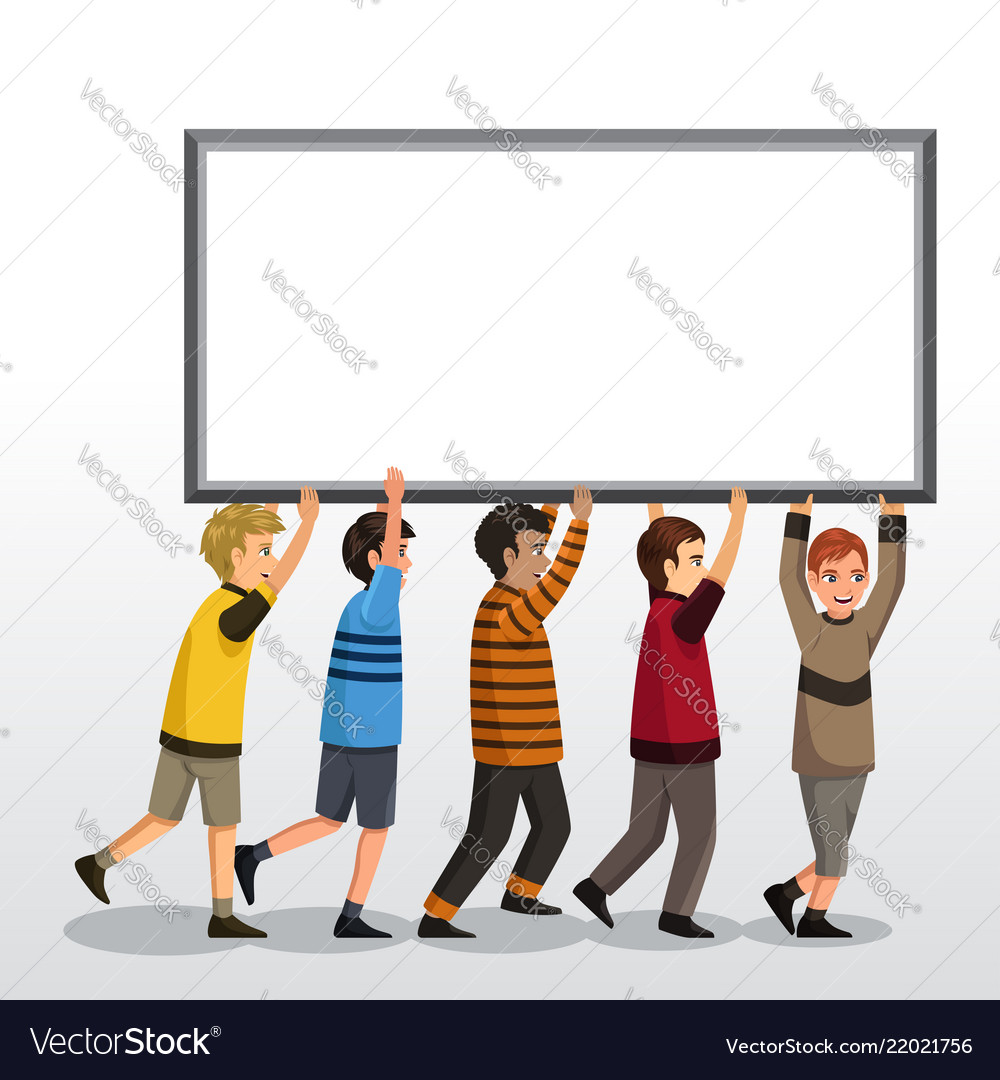 Kids holding a blank board Royalty Free Vector Image