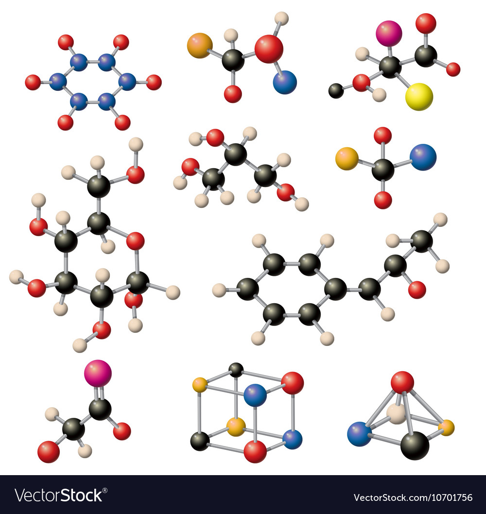 Molecular structure set Royalty Free Vector Image