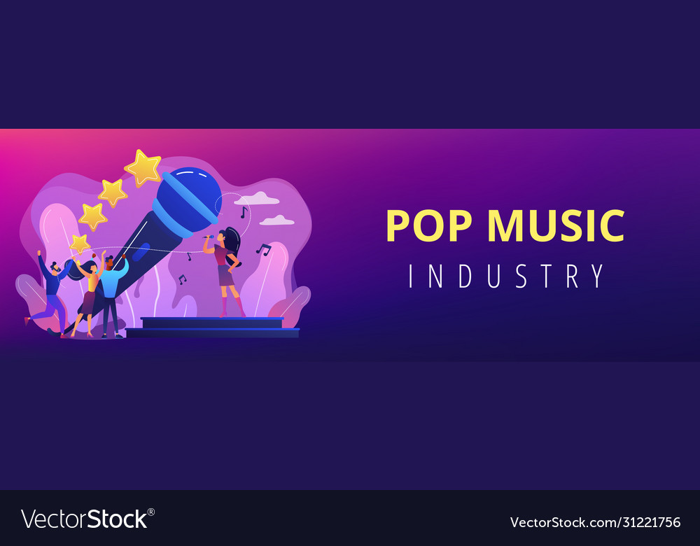 Popular music concept banner header Royalty Free Vector