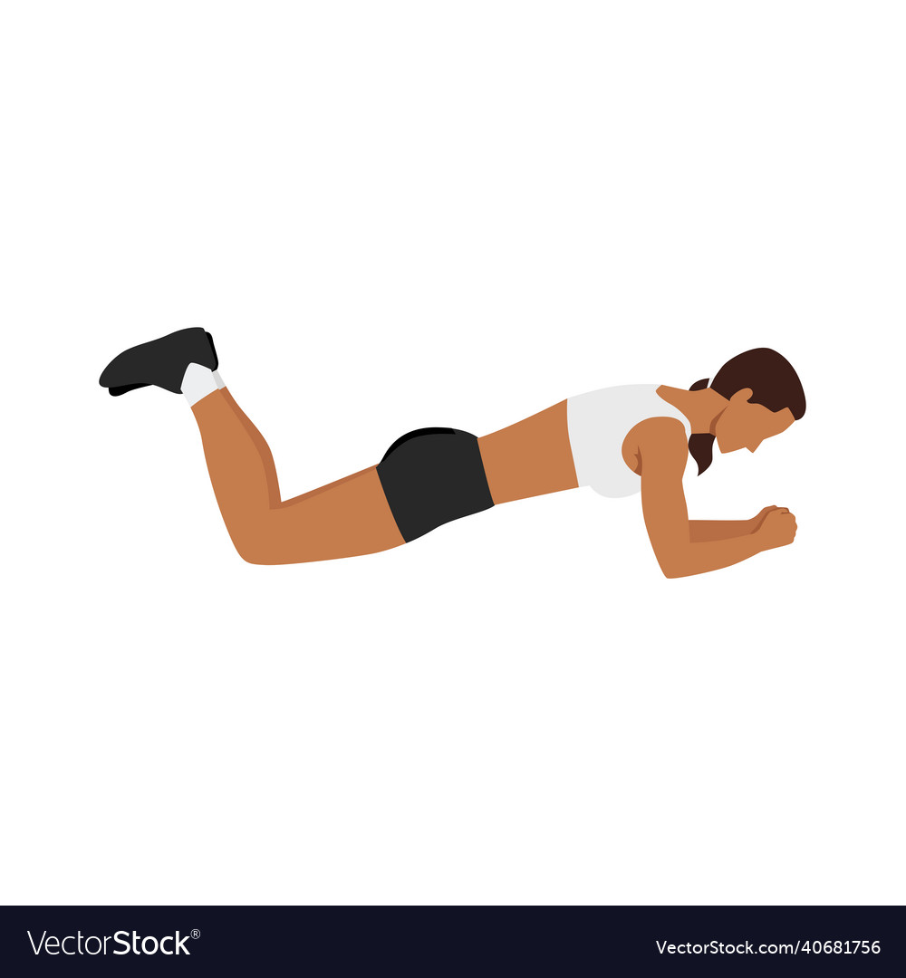 Woman doing knee plank exerciseflat Royalty Free Vector