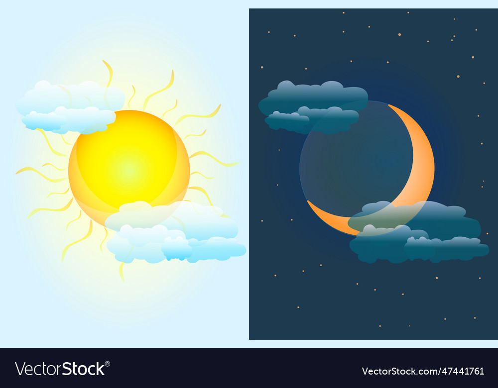 Day and night sky sun moon Royalty Free Vector Image