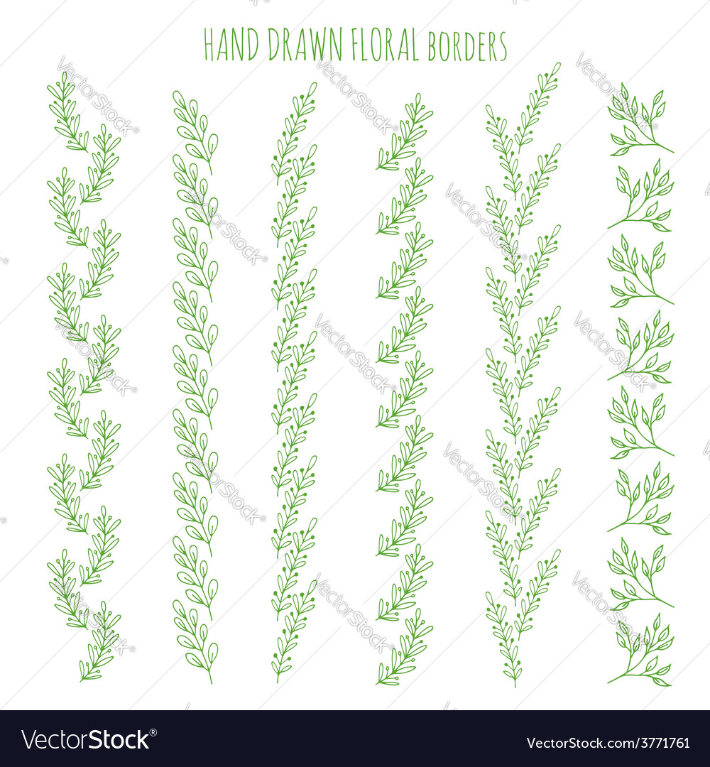 Floral hand drawn borders Royalty Free Vector Image