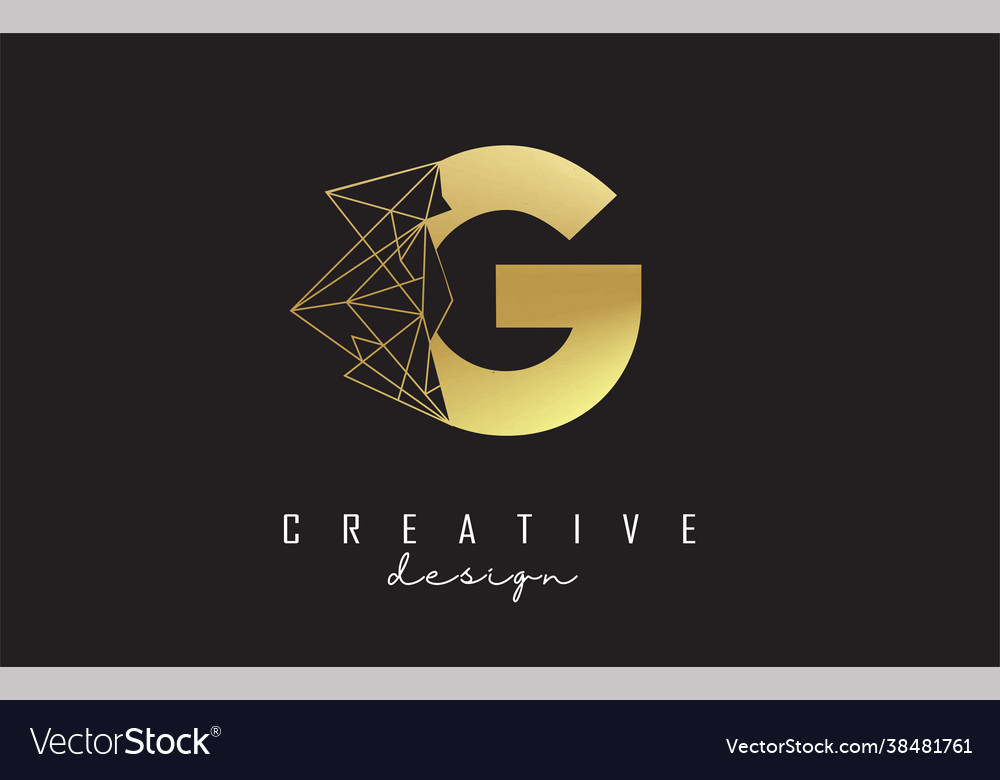 Golden letter g logo design with broken stone Vector Image