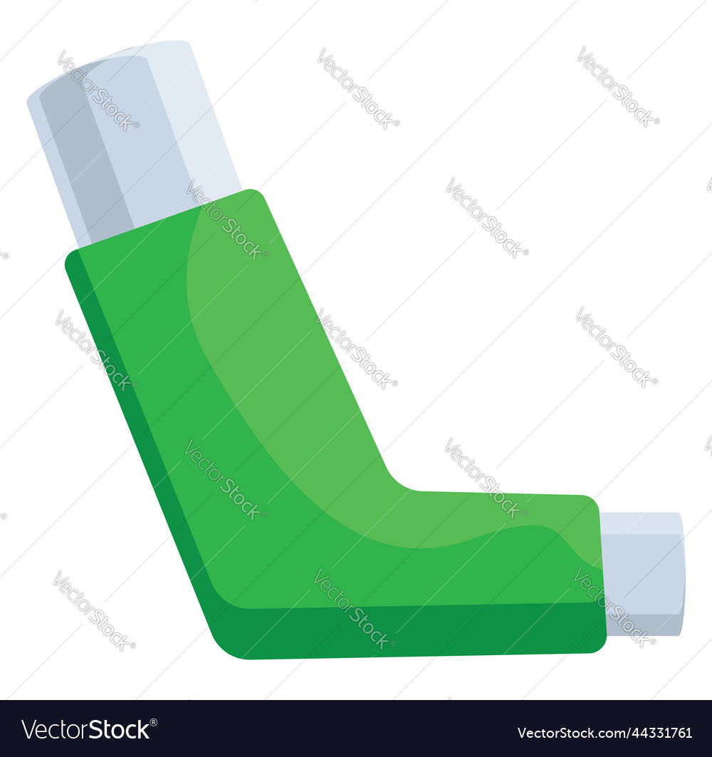 Green asthma inhaler on a white background Vector Image