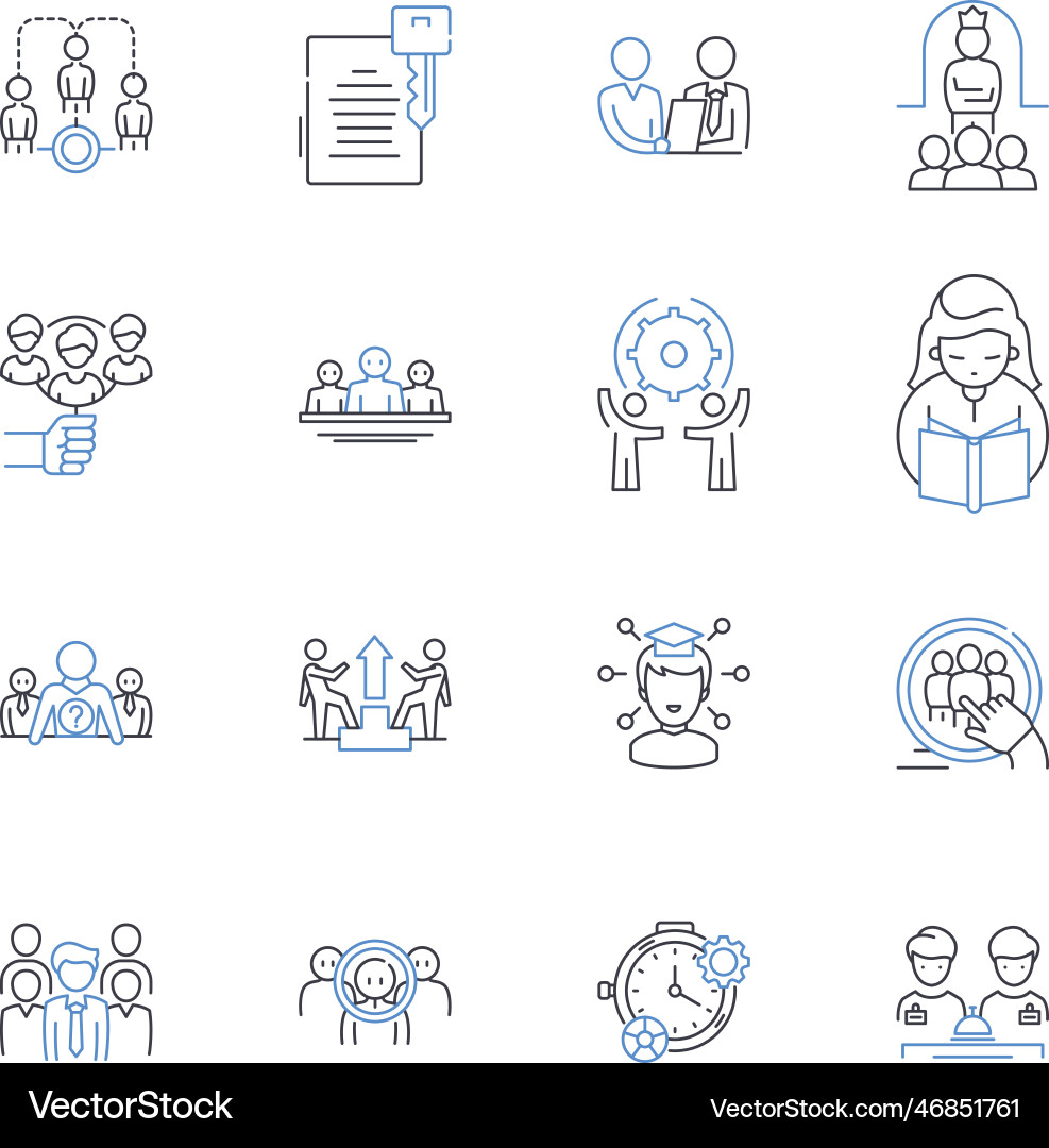 Human resources coaching line icons collection Vector Image