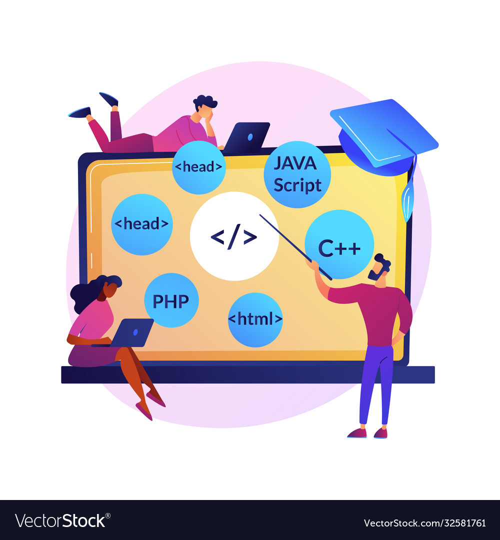 Programming languages learning concept Royalty Free Vector