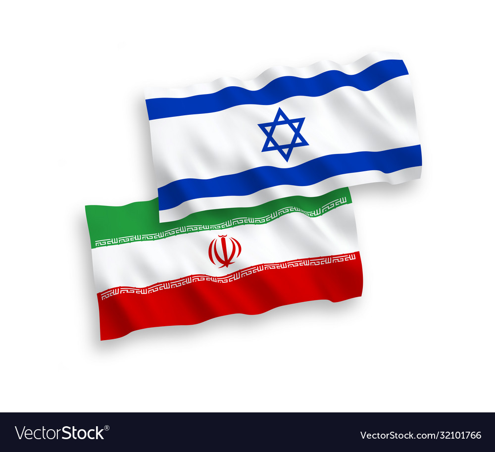 Flags iran and israel on a white background Vector Image