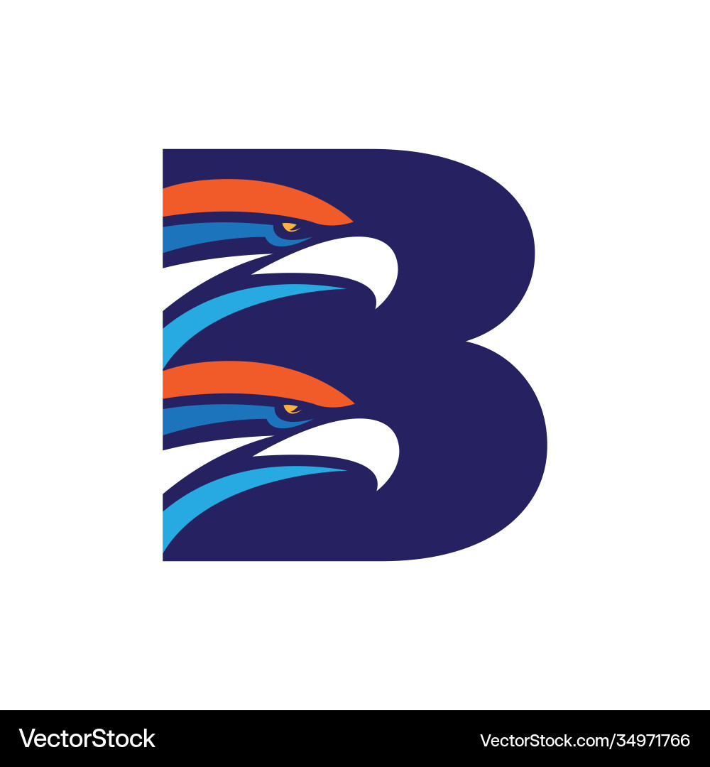 Letter b initial logo with eagle head template Vector Image