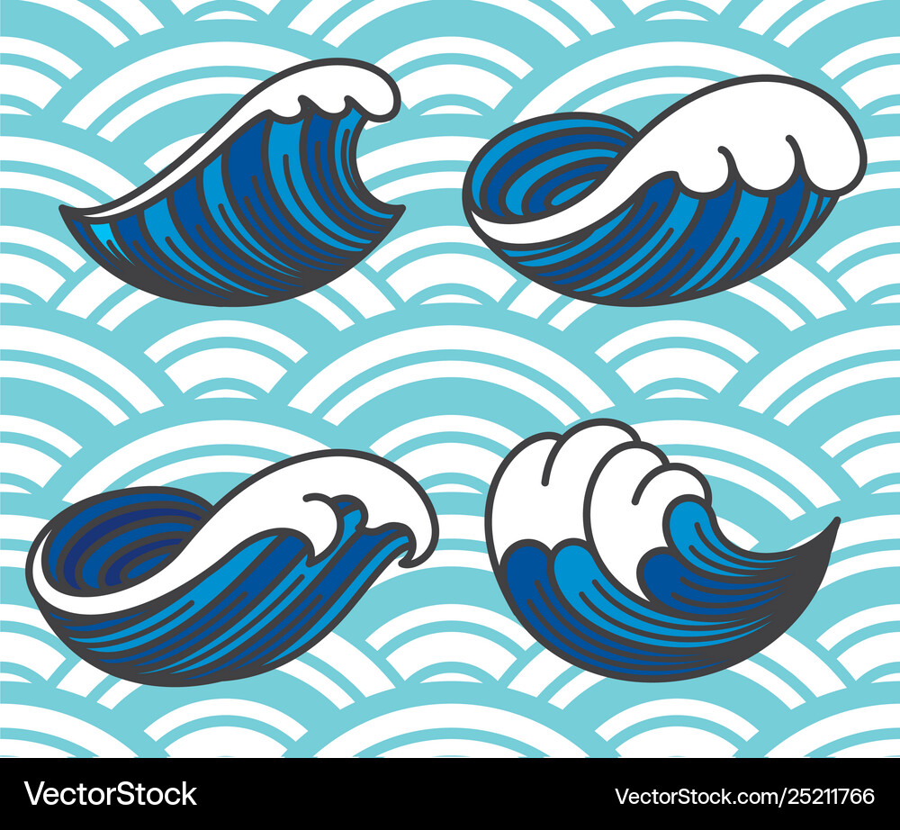 Ocean wave icons Royalty Free Vector Image - VectorStock