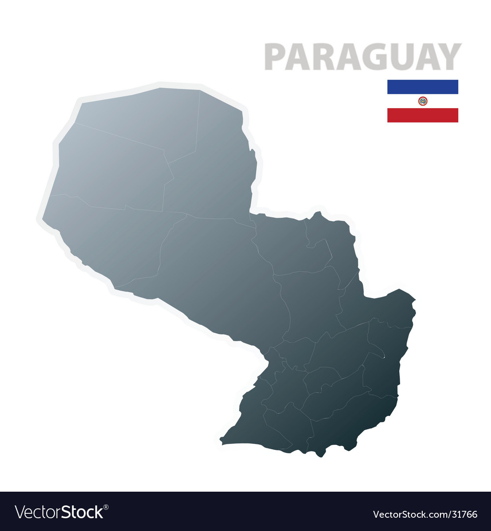 Paraguay map with official flag