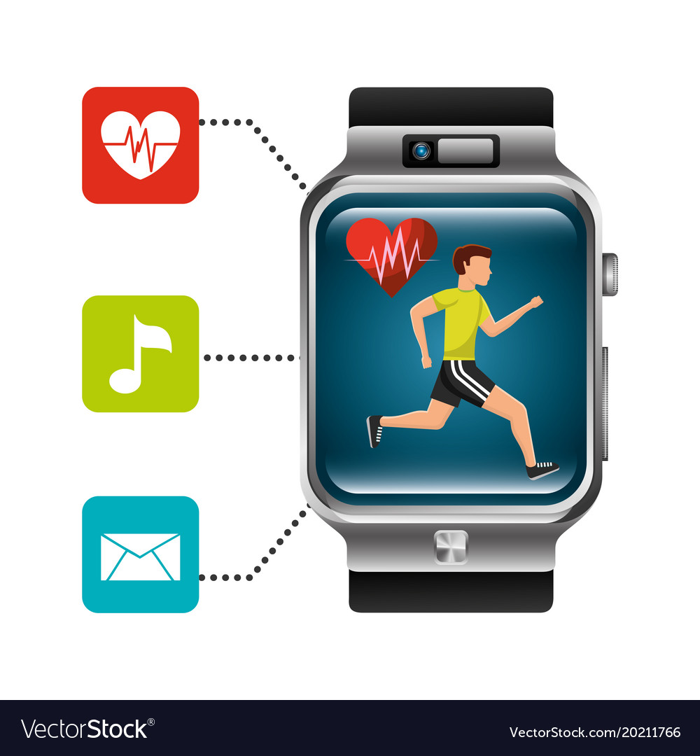 Smartwarch with fitness app heart rate Royalty Free Vector