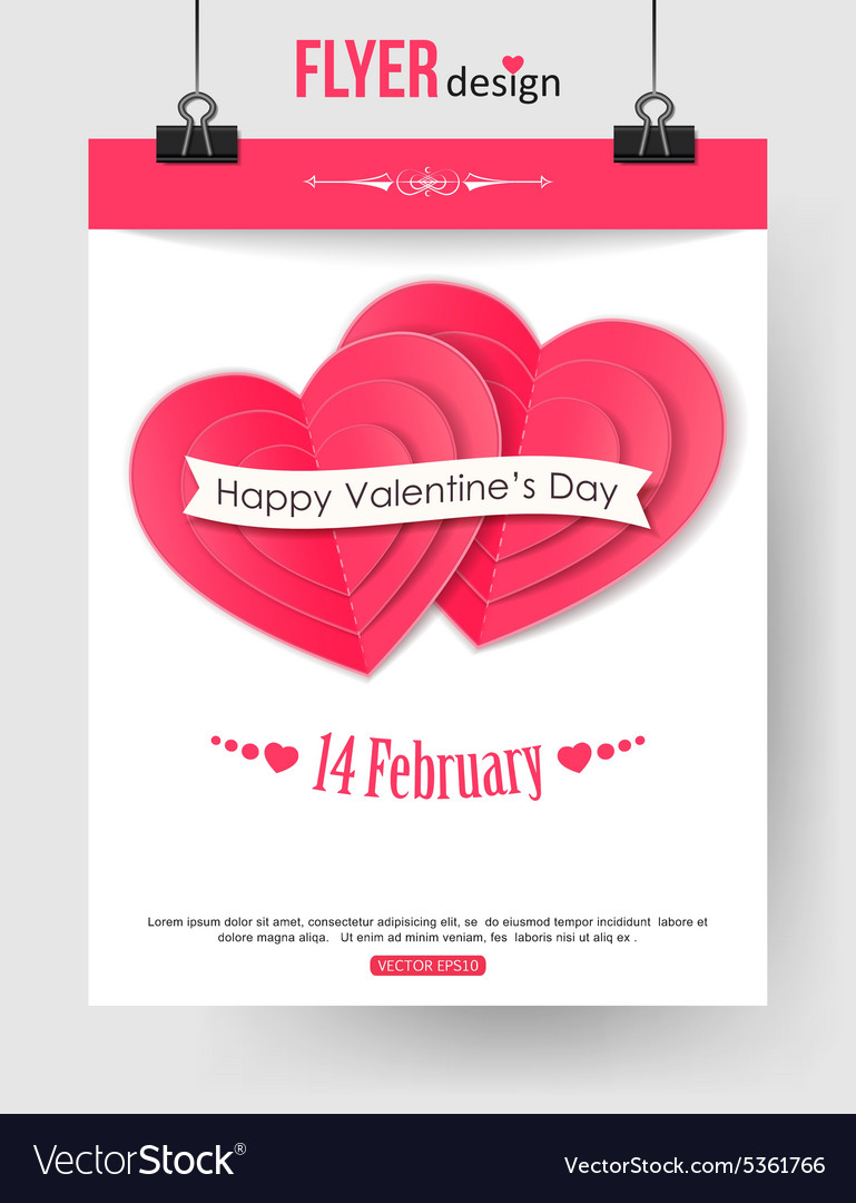 valentines day brochure template with paper hearts valentines day flyer template