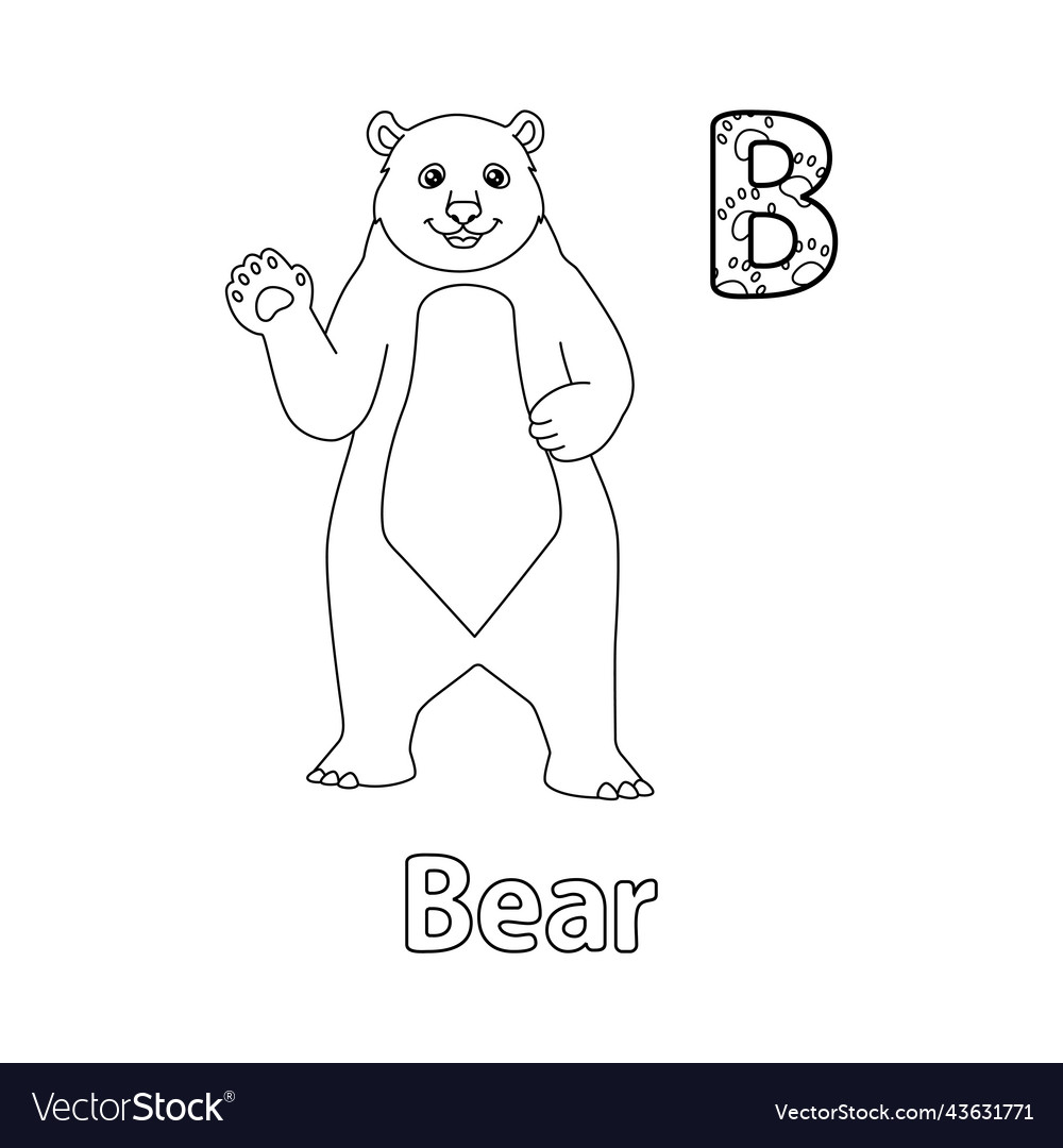 Bear alphabet abc coloring page b Royalty Free Vector Image