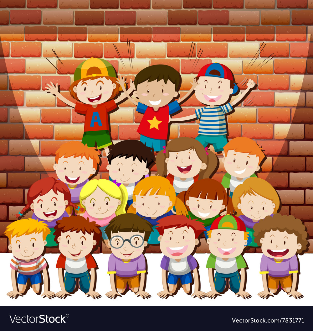 Children playing human pyramid together Royalty Free Vector