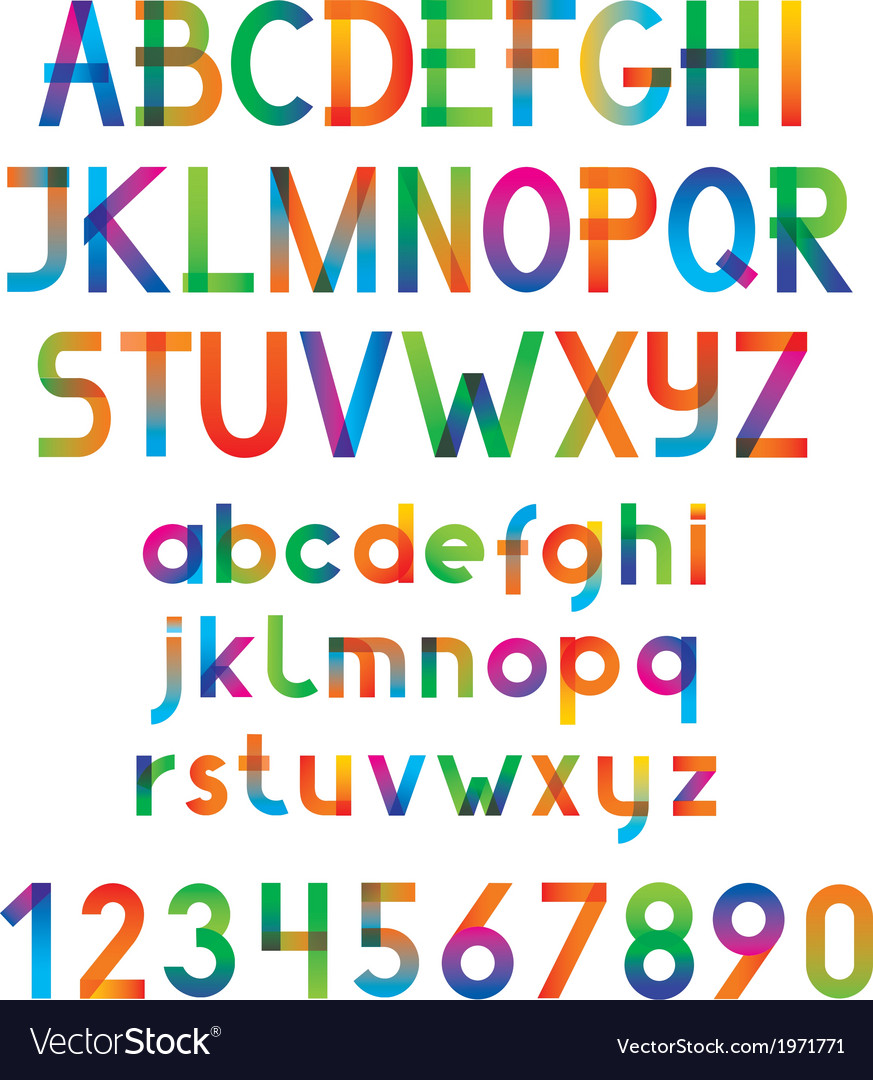 Colorful font and numbers Royalty Free Vector Image