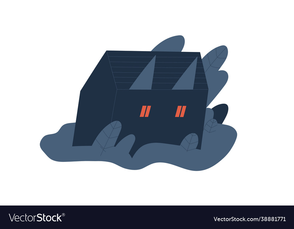 Dark creepy rural house with light in windows Vector Image