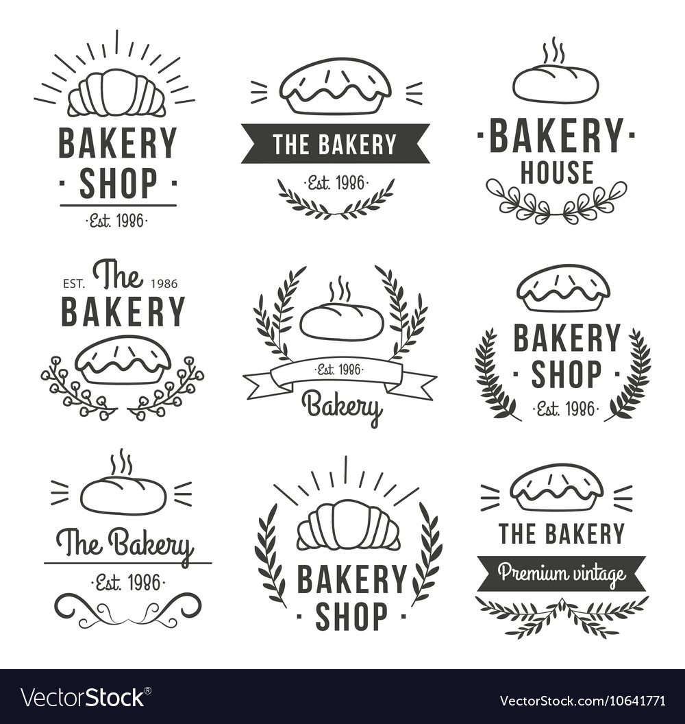 Hand Drawn Bakery Label Set Royalty Free Vector Image