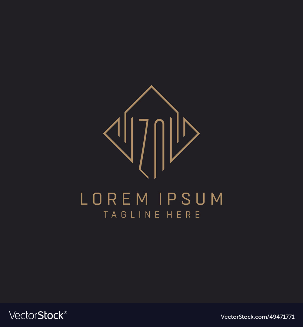 Monogram zn with rhombus line logo style luxury Vector Image