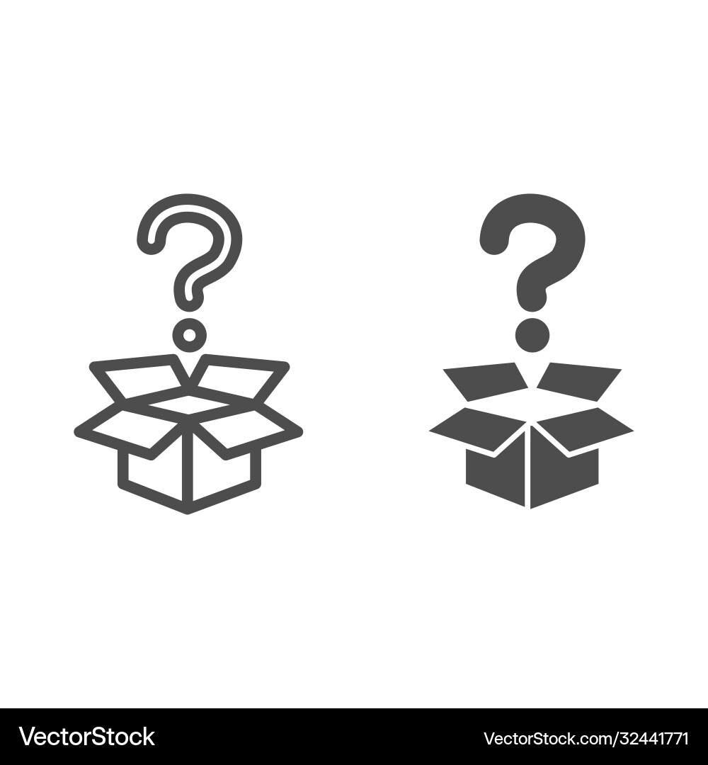 Question and box line solid icon delivery Vector Image