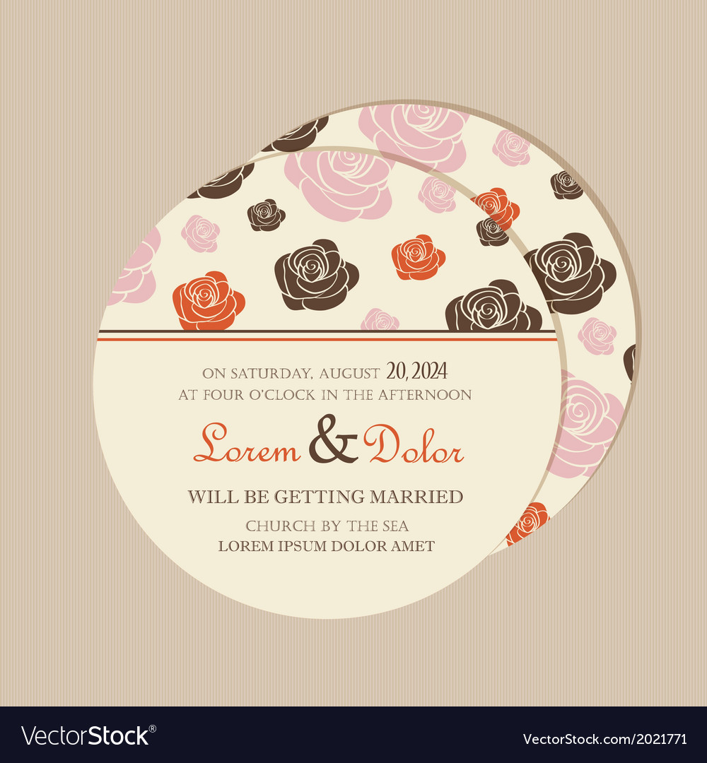 Round invitation with roses Royalty Free Vector Image