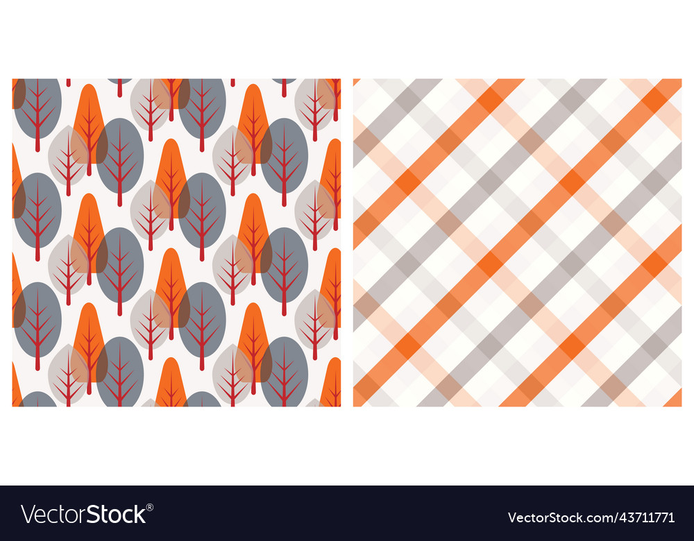 Seamless Autumn Patterns In Warm Colours Vector Image