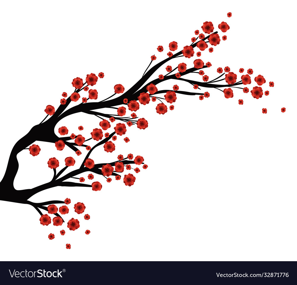 Branches tree with red flowers design Royalty Free Vector