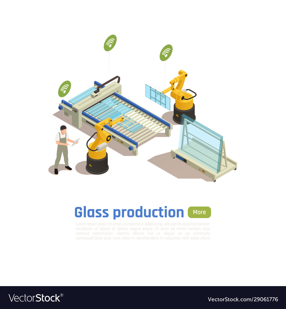 Glass Production Isometric Composition Royalty Free Vector 9010