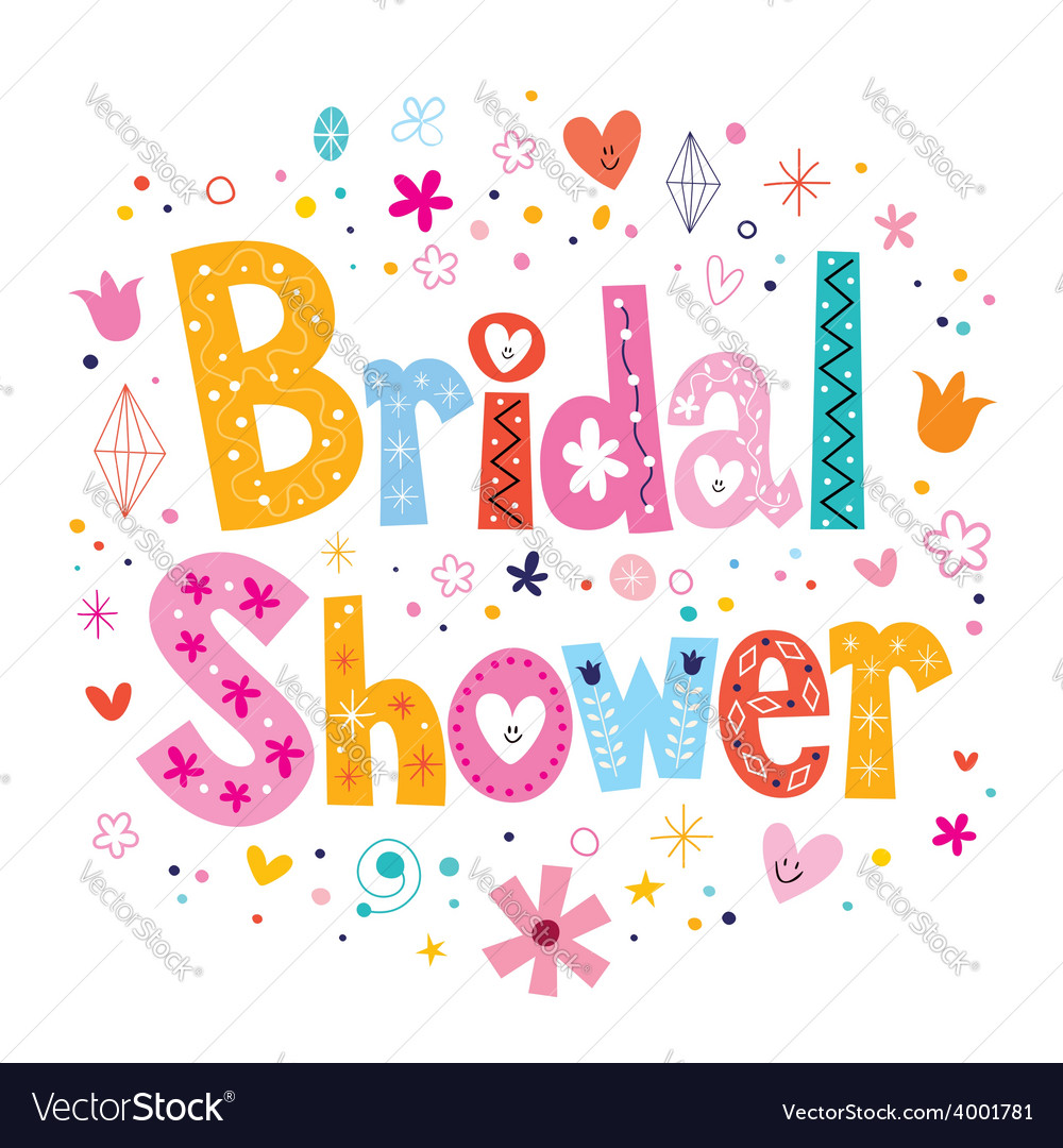 Bridal Shower Card Lettering Decorative Type Vector Image