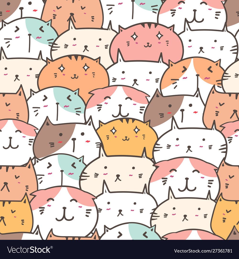 Cute cat seamless pattern background Royalty Free Vector