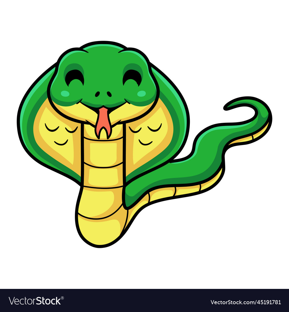 Cute little cobra snake cartoon Royalty Free Vector Image