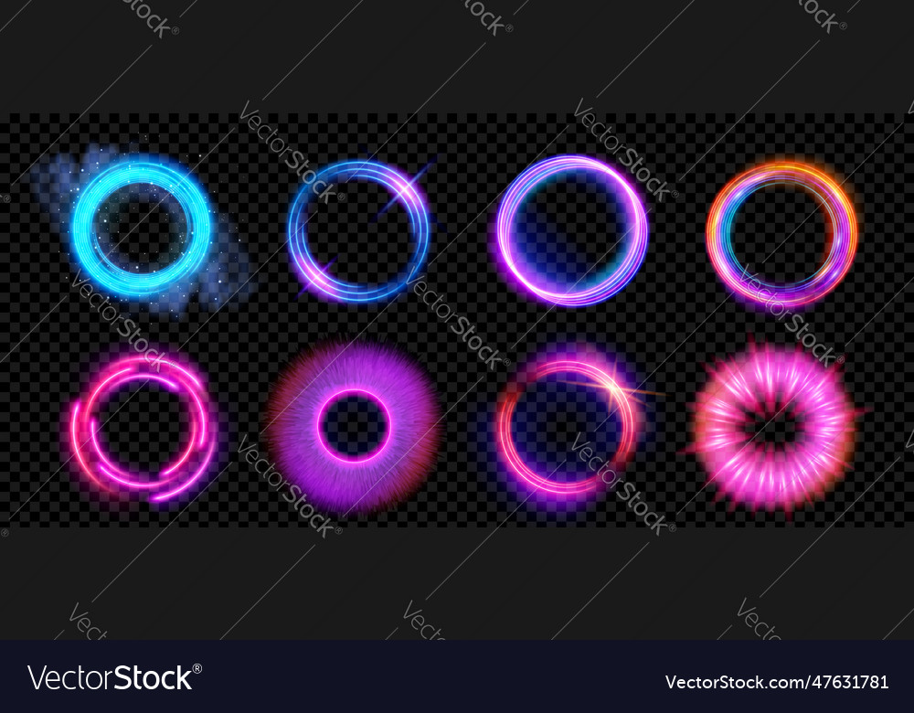 Optical Halo Flares With Neon Light Effect Vector Image