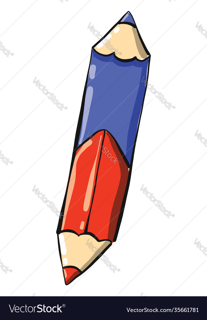 Red and blue pencil on white background Royalty Free Vector