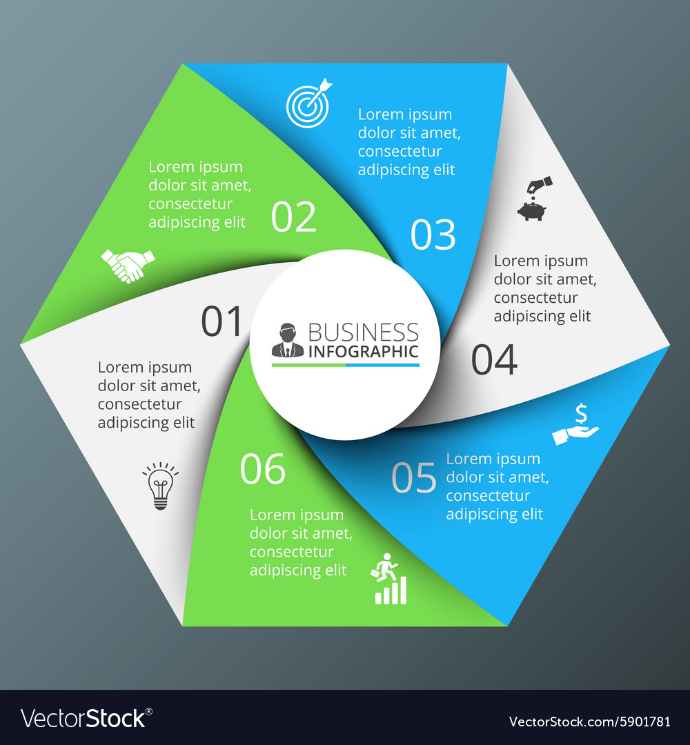 Spiral hexagon for infographic Royalty Free Vector Image